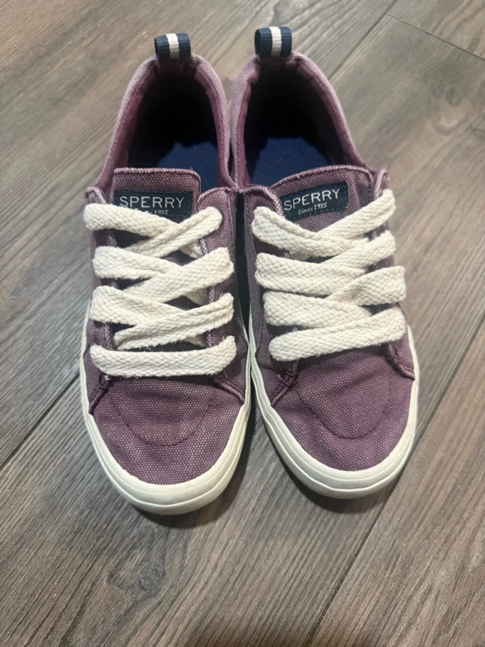 Sperry Crest Vibe Chunky Lace Sneakers Womens 7.5 Purple Plum Canvas Casual